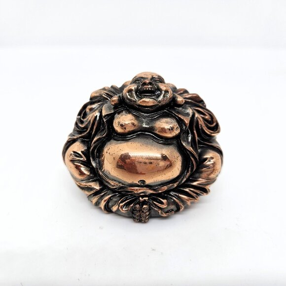 Wooden Box Set of 4 Happiness Buddha Figurines with Square Silk Scarf - Picture 7 of 9